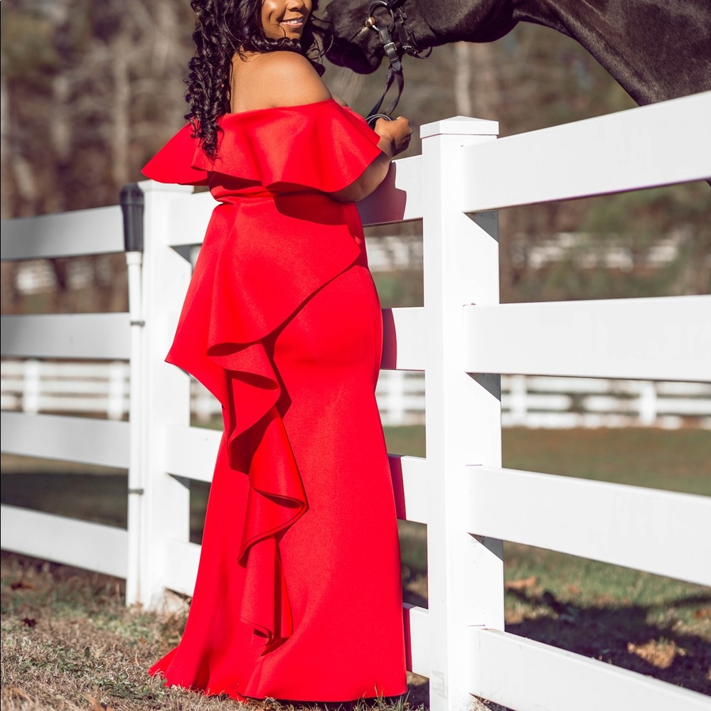 Red Ruffle Maxi Dress